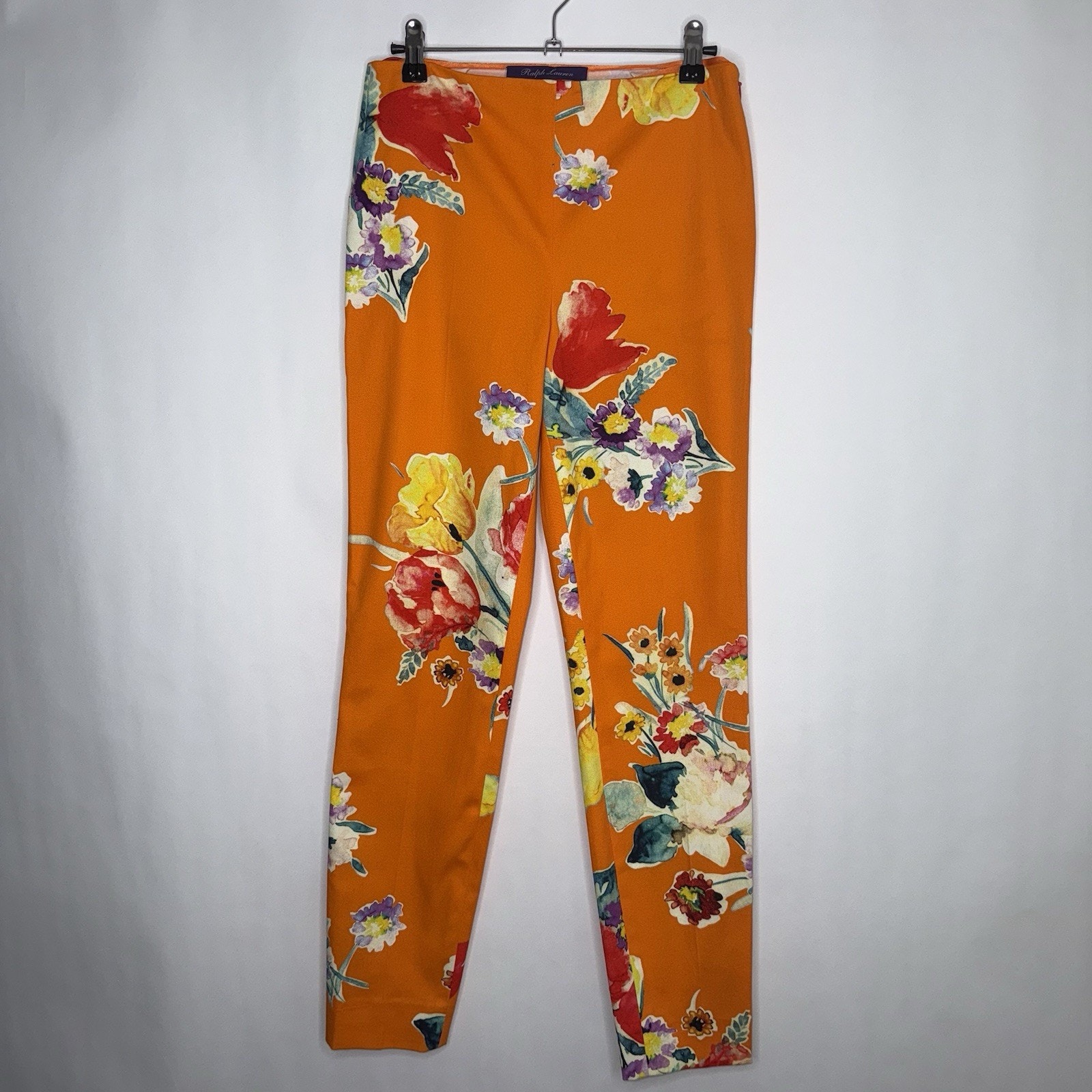 Ralph Lauren Purple Label Women’s Annie Slim Leg Floral Print Pants Sample Size